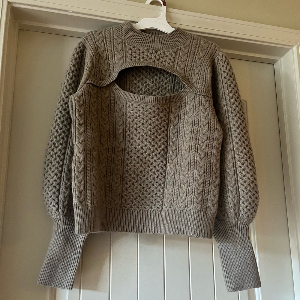 Small taupe cut out sweater, never worn